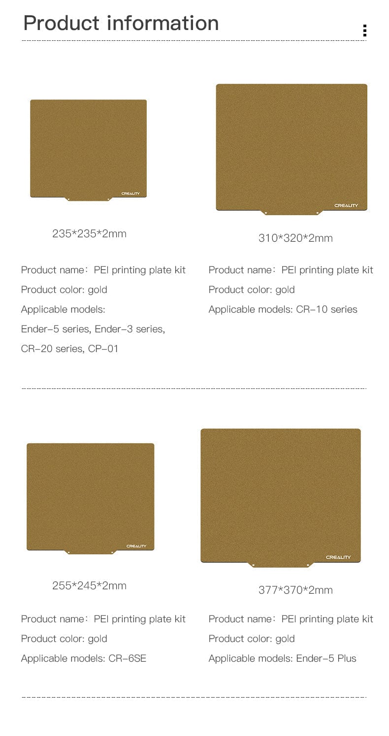 CrealityUAE PEI Printing Plate Kit 320*310*2mm Frosted Surface