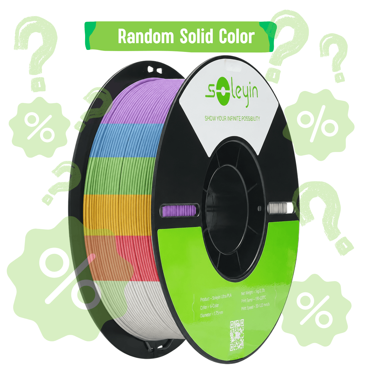 CrealityUAE Soleyin Ultra PLA Mystery Color Creality Filament 1KG 1.75MM (Random Solid Color)